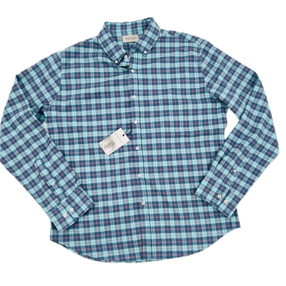 Savannah Button-Down Blue/Pink Plaid Tencel Blend Soft Shirt Men's Size XL - Picture 16 of 16